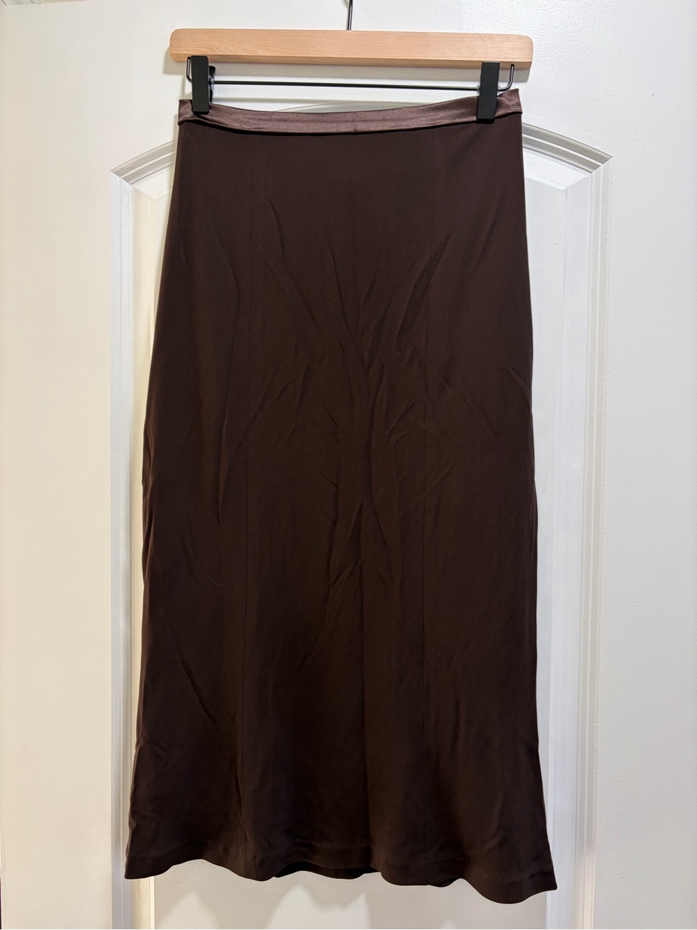 NWT Maria Bianca Nero Vintage Y2K Brown Midi Slip Skirt Satin Waist Size M